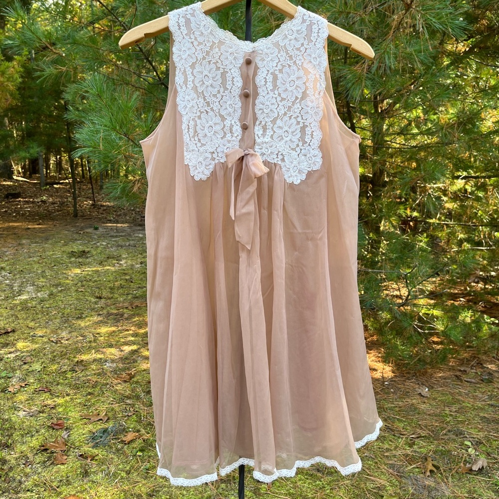 60s Lace Peignoir Babydoll Dress